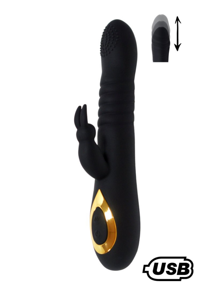 TWIST 2 Noir, Vibromasseur Rabbit "va-et-vient" USB en silicone médical, doté de 18 modes de stimulation - BQ587BLK